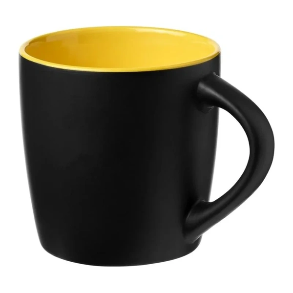 Printed Riviera Black Ceramic Mug - Yellow